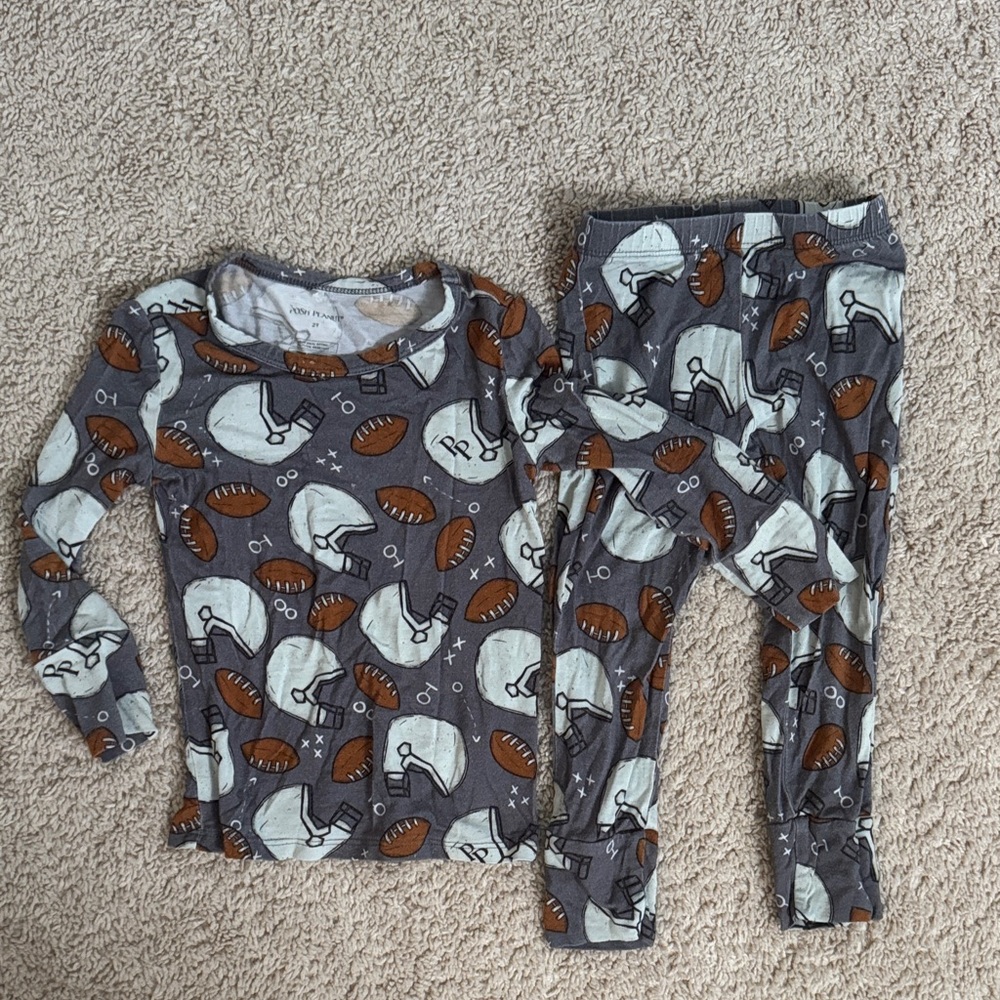 Posh Peanut Gray and Brown Football Pajama Set